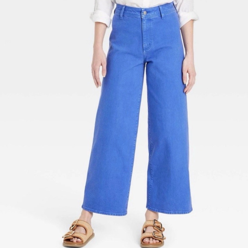 NWT Universal Thread, Women's High-Rise Blue Sailor Wide Leg Ankle Jeans, size 4